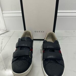 Gucci Navy Sneakers with Red Accents